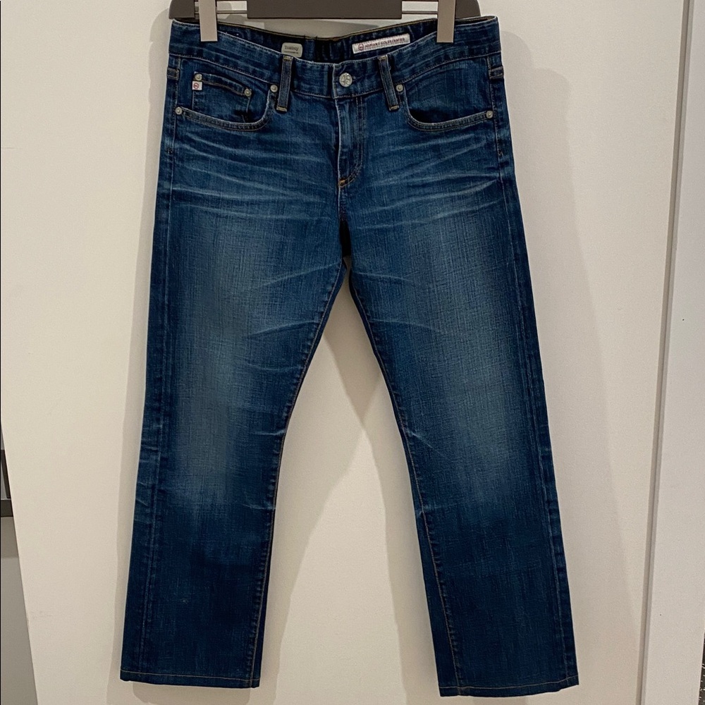 AG Adriano Goldschmied medium Blue relaxed Straight Leg Jeans